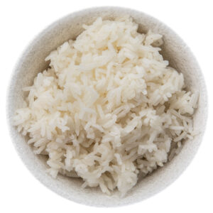 riso bianco al vapore in ciotola bianca