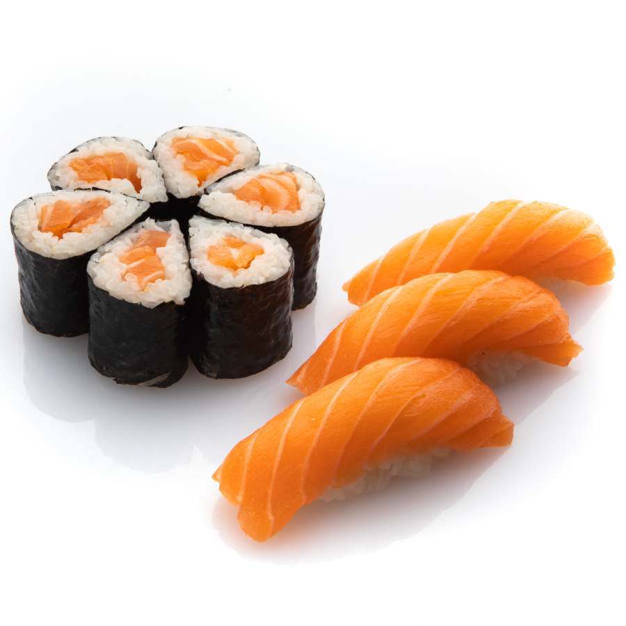 9 pezzi di sushi e nigiri con salmone